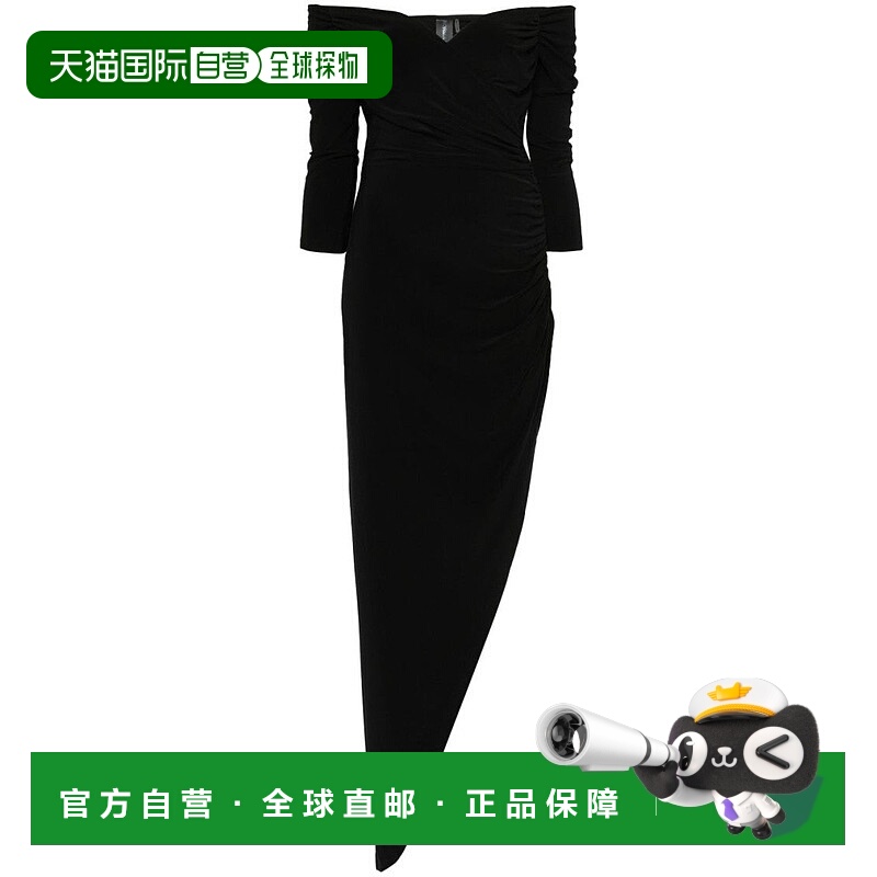 自营norma kamaliOff-The-Shoulder Black Evening Dress With Dr