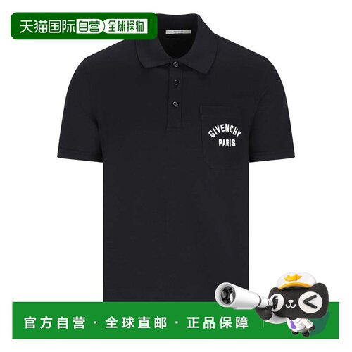 自营givenchy深色前胸口袋棉polo衫-黑色 美国奥莱直发