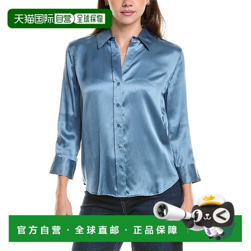 自营l'agenceL’AGENCE Dani 3/4-Sleeve Silk Blouse - blue 美