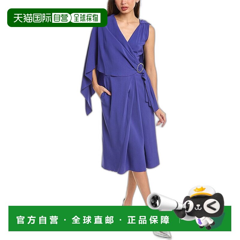 自营 Alberta Ferretti 斗篷中长连衣裙 - 蓝色 美国奥莱直发长裙