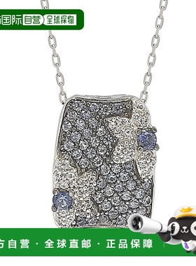 自营 Suzy Levian 纯银蓝宝石和钻石碎花小巧项链 - 蓝色 美国奥