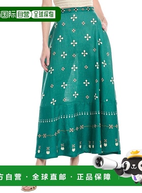 自营 Agua by Agua Bendita Esmeralda Linen Maxi Skirt - green