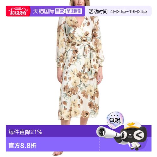 自营Anne Klein Balloon Sleeves Midi Dress - white 美国奥莱直