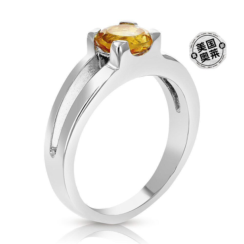 vir jewels 0.60 克拉黄水晶戒指 .925 纯银配铑单石圆形 6 毫米