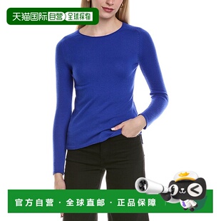 自营sofiacashmere圆领羊毛和羊绒混纺毛衣-蓝色 美国奥莱直发