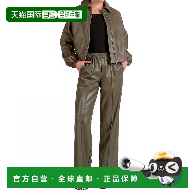 自营elanVegan Leather Wide Leg Pants In Pine - pine 美国奥莱