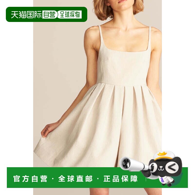 自营rebecca taylor亚麻连衣裤-黑麦 美国奥莱直发