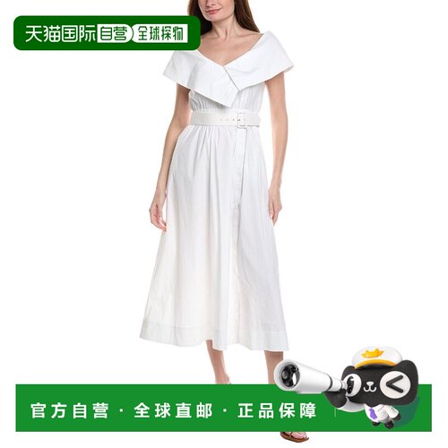 自营Lela Rose Asymmetrical Cuff Dress - white 美国奥莱直发
