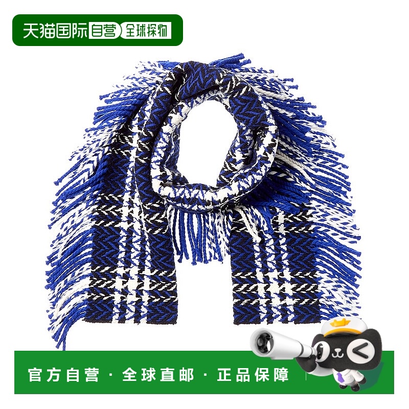 自营Burberry Check Wool Scarf - blue 美国奥莱直发博柏利