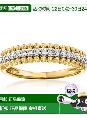 自营Ross-Simons Diamond Beaded-Edge Ring in 18kt Gold Over S