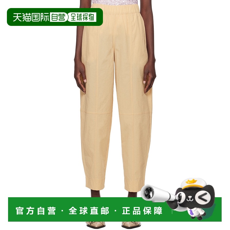 1h可退 香港直邮潮奢 GANNI 甘尼 女士 驼色 Curve 长裤 F8874