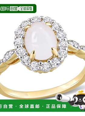 自营 mimi & max1 1/2 CT TGW 椭圆形蛋白石和白色托帕石和钻石重