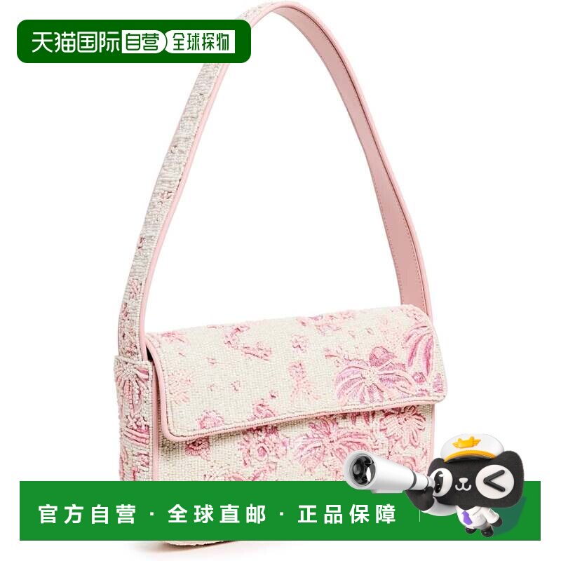 自营Staud女士Tommy串珠单肩包，象牙/樱花Toile-象牙/樱花toile