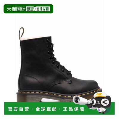 自营dr. martens1460 Serena Shearling衬里皮靴-黑色 美国奥莱直