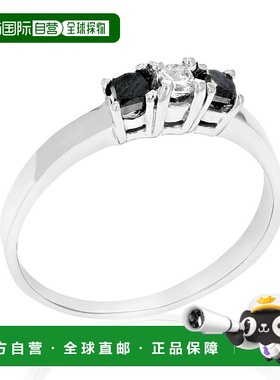 自营 vir jewels 1/4 cttw 3 石公主黑色钻石订婚戒指 14K 白金 -