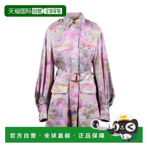 自营zimmermannPink Viscose Flared Sahariana Dress - white 美