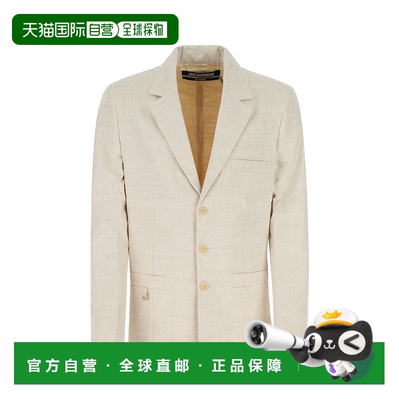 1小时内可退 香港直邮潮奢 Jacquemus 男士 Linu 沙色亚麻混纺西