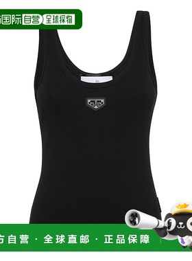 自营 philipp plein罗纹Tanktop Placca-黑色 美国奥莱直发背心