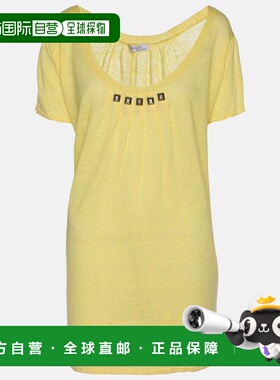 自营Basler Yellow Linen Knit Blend Glam Rock Strick Tops - y