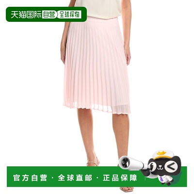 自营Tahari ASL Petite Accordion Pleated Midi Skirt - pink 美