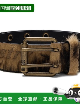 1h可退 香港直邮潮奢 Diesel 迪赛 女士 棕色 B-Flag-D 腰带 X105