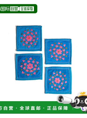 自营tiramisu花朵刺绣鸡尾酒餐巾-蓝色/粉色 美国奥莱直发