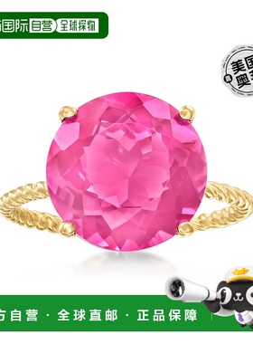 自营 Ross-Simons 14 克拉黄金粉色托帕石扭绳绳戒指 - 粉红色 美