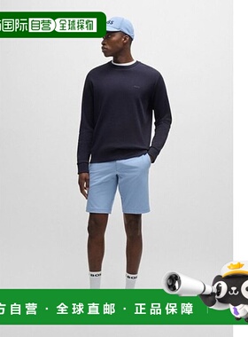 自营 bossInterlock-cotton sweatshirt with logo detail and cr