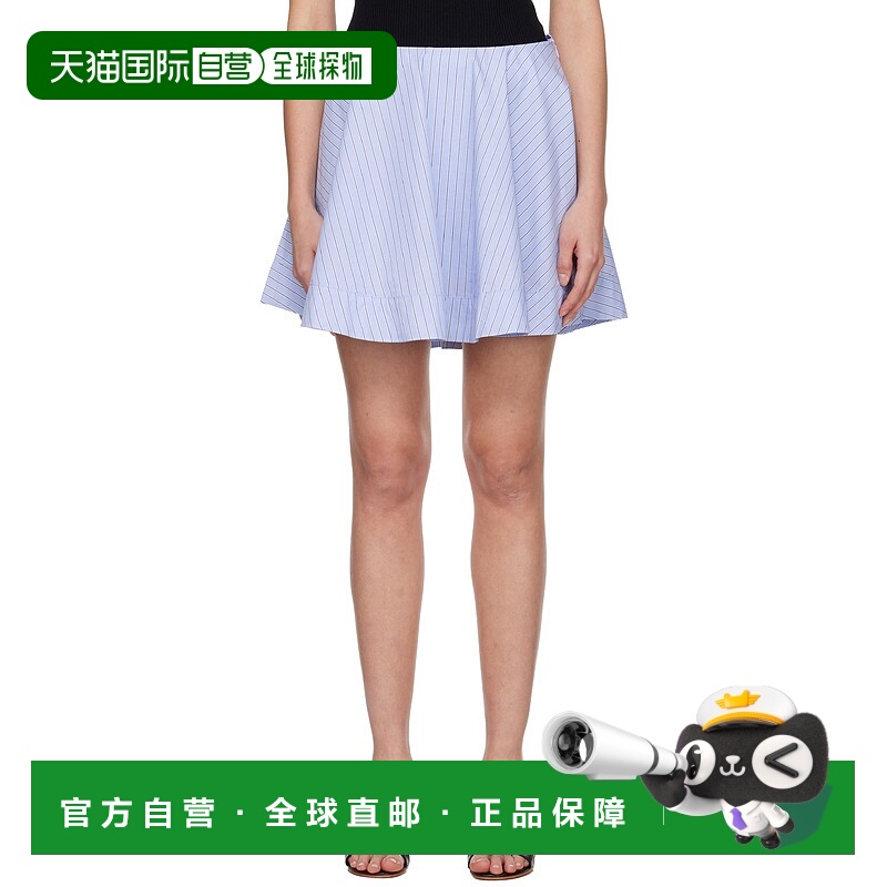 1h可退 香港直邮潮奢 GANNI 甘尼 女士 蓝色 Stripe Circle 短裙
