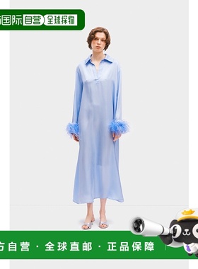 自营sleeper蓝蓝色Luna Maxi连衣裙，带可拆卸羽毛 美国奥莱直发