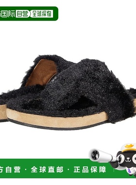 自营 Jack Rogers Jacks舒适舒适棉女式黑色人造毛皮凉鞋JOBB1484