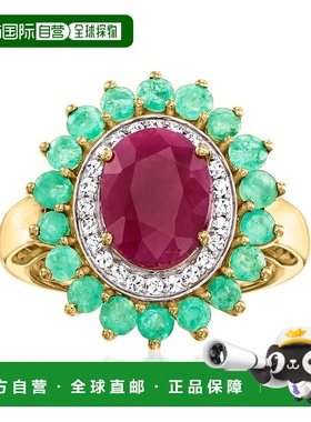 自营 Ross-Simons 红宝石戒指配祖母绿和 . 14kt 黄金钻石 - 红色