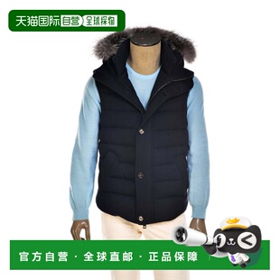 自营 Kired By Kiton Kishb羊绒背心，带可拆卸狐狸皮兜帽-棕色、