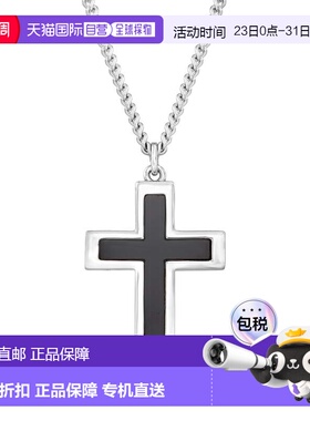 自营Ross-Simons 男士黑玛瑙和纯银十字架吊坠项链 - 24 英寸 美