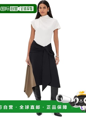 自营Staud Women's Davina Asymmetric Panelled Crepe Dress, Bl