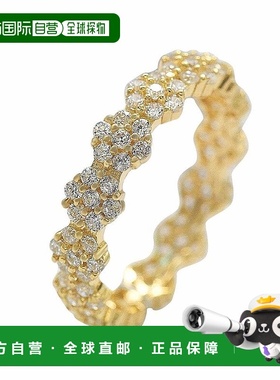 自营 Suzy Levian 金色纯银立方氧化锆花卉永恒戒指 - 黄色 美国