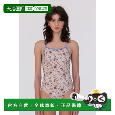 自营 LOOPLOOP Petit童趣奶杏田园连体泳衣女度假温泉显瘦复古
