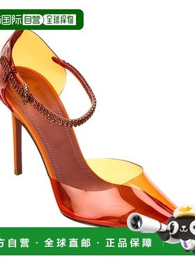 自营 AMINA MUADDI Ursina 乙烯基和皮革高跟鞋 - 橙色 美国奥莱