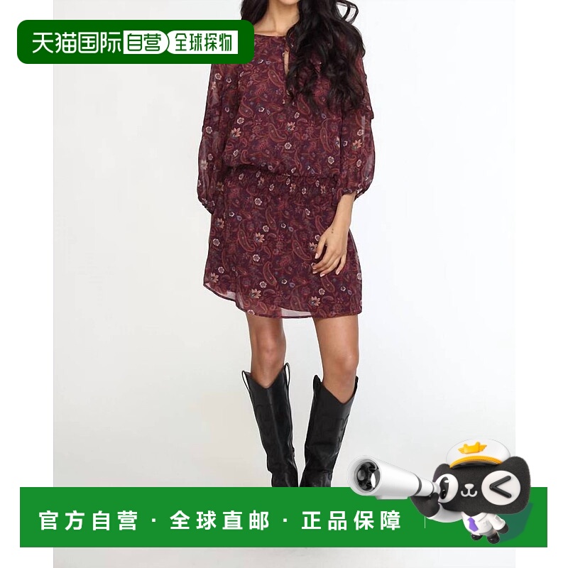 自营 veronica mGredana雪纺褶边连衣裙 美国奥莱直发