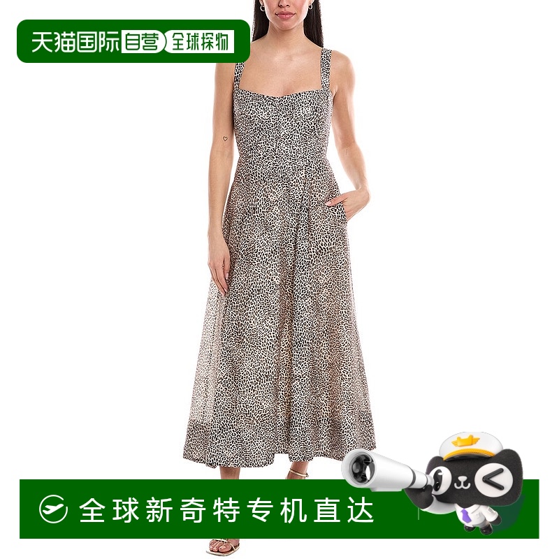 自营 bardot芭铎Lilah紧身胸衣亚麻混纺迷笛连衣裙-棕色 【美国奥