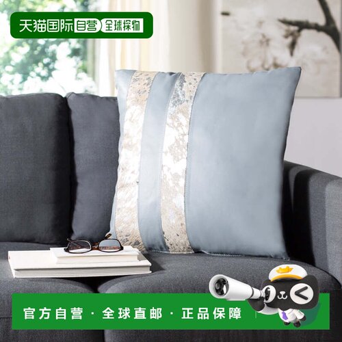 自营Safavieh Kinston 金属牛皮枕头 - 灰色 美国奥莱直发