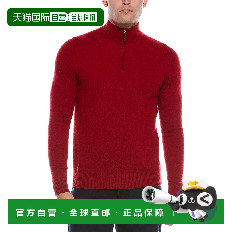 自营Quinn Cashmere 1/4-Zip Mock Neck Sweater - red 美国奥莱