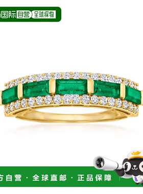 自营 ross-simons罗斯-西蒙斯翡翠和 . 14kt 黄金钻石戒指 - 白色