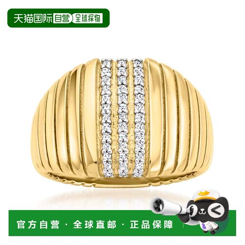 自营Ross-Simons Diamond Ribbed Ring in 18kt Gold Over Sterli