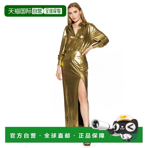 自营alexia admorRae Metallic Dress - gold 美国奥莱直发连衣裙