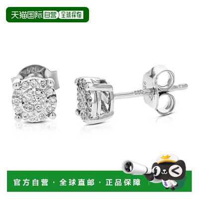 自营vir jewels1/8 克拉圆形实验室培育钻石耳钉，采用 .925 纯银