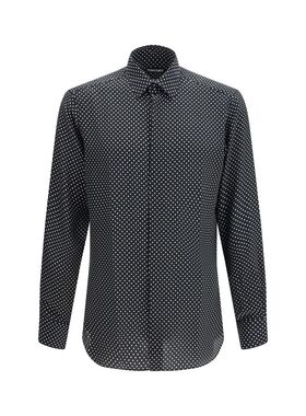 自营Tom Ford Silk Pattern Men's Shirt - black 美国奥莱直发