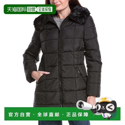 自营Tahari Brie Medium Coat - black 美国奥莱直发