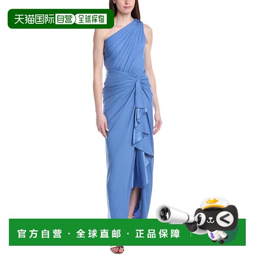 自营Tadashi Shoji Solid One Shoulder Maxi Dress - blue 美国