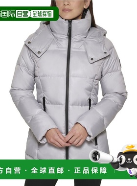 自营Kenneth Cole Cire Short Puffer Coat - silver 美国奥莱直